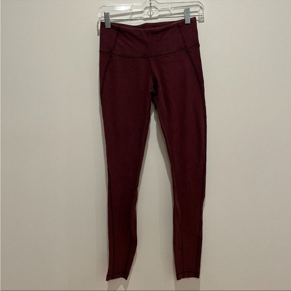 Lululemon Maroon Lightly Striped Leggings Size 6 - Picture 1 of 4
